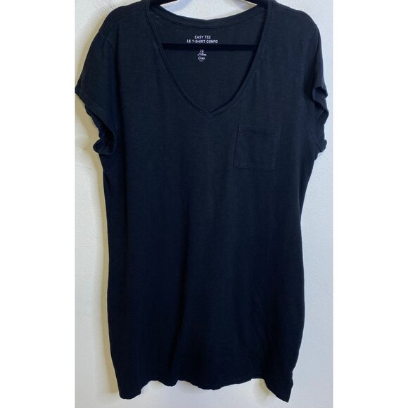 GAP Easy Tee LE T Shirt Confo Dress Vneck Short Sleeve Size XL Cotton Black - Picture 1 of 4